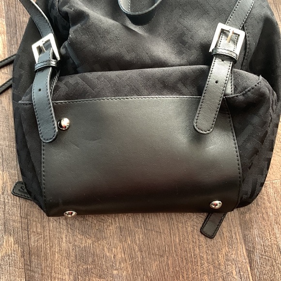 Talbots Black Flap Close Small Backpack Bag Leather - Picture 10 of 13